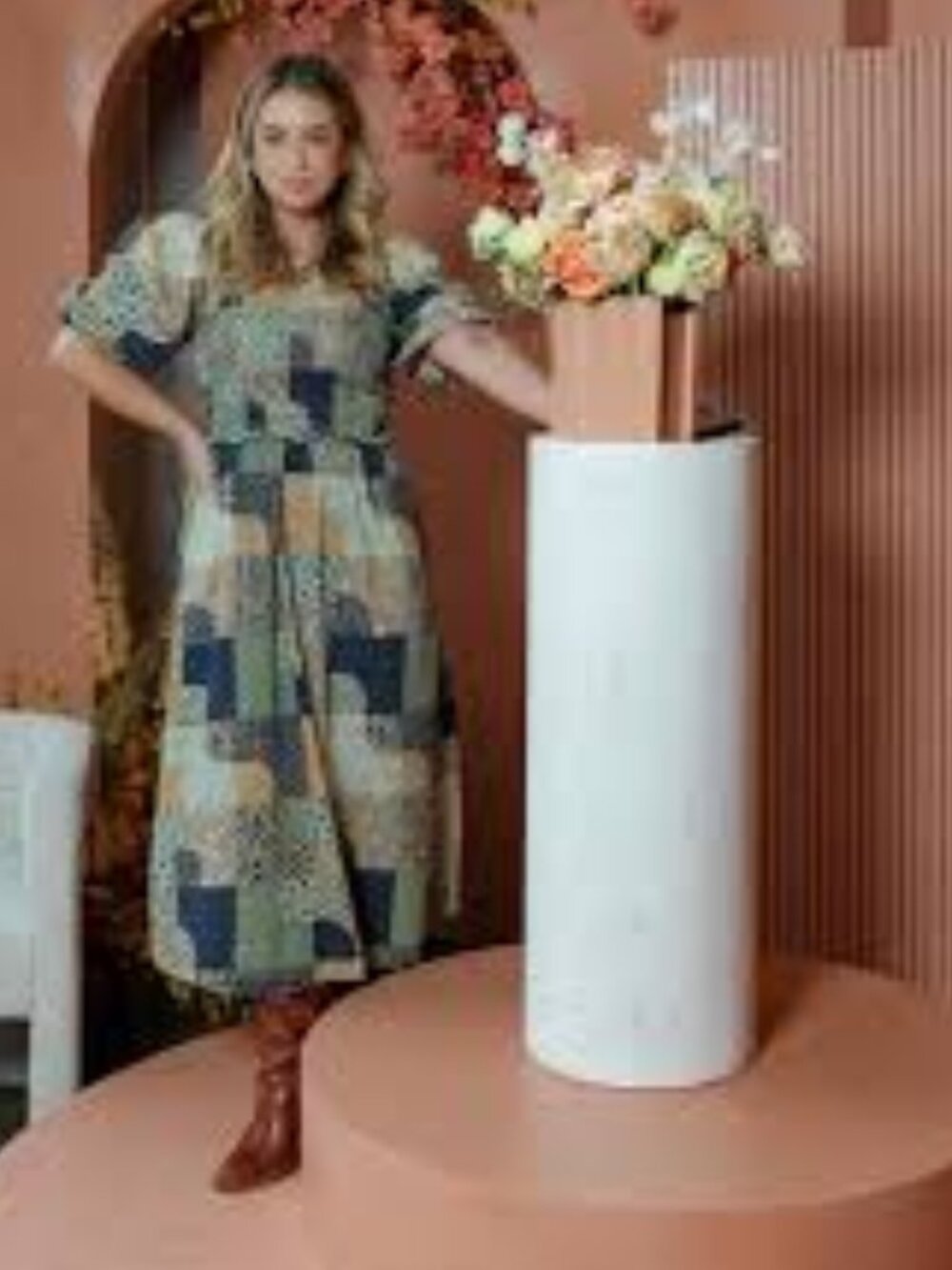 SEA New York Louie Midi Dress Puff sleeve Smocked Cotton Patchwork Cottagecore - Picture 13 of 16